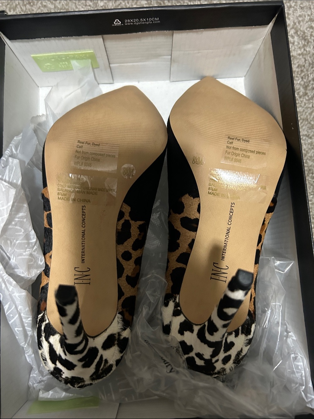 INC International Concepts Black and Leopard Print Pointed-Toe D'Orsay Heels - Picture 2 of 3